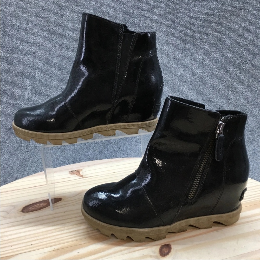 Sorel Black Glossy Wedge Boots - Picture 2 of 5